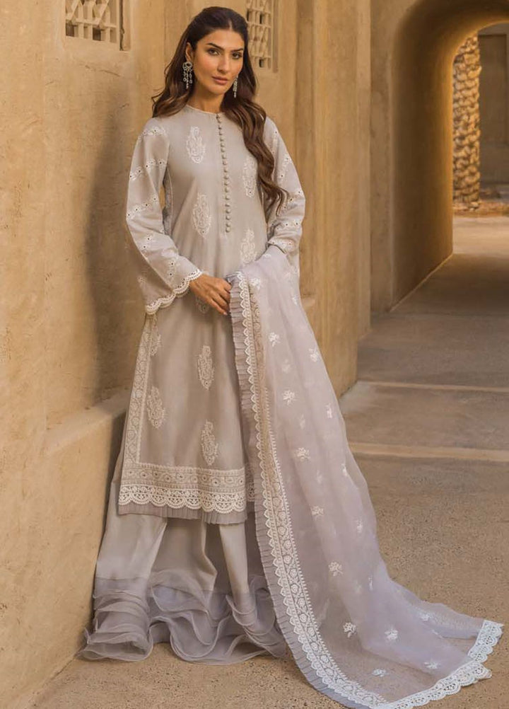 Sahar Chikankari Lawn Suit Unstitched 3 Piece SHR24LS S24-CK-L1-01 - Spring Summer Collection