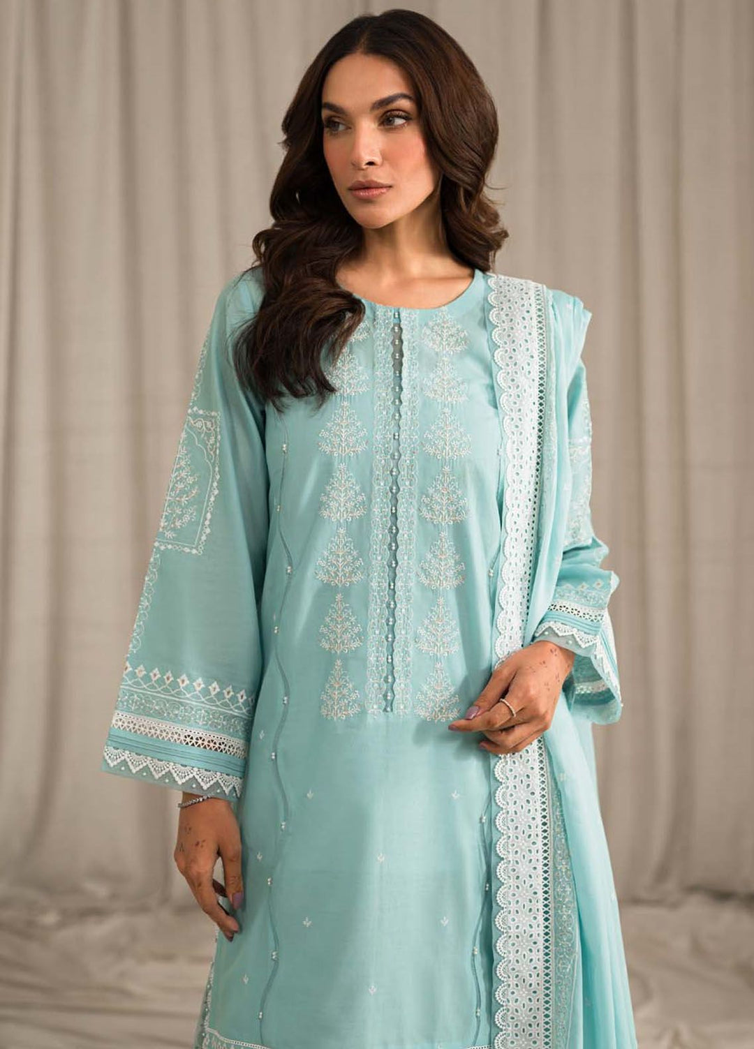 Sahar Chikankari Lawn Suit Unstitched 3 Piece SHR24LS S24-CK-L1-09 - Spring Summer Collection