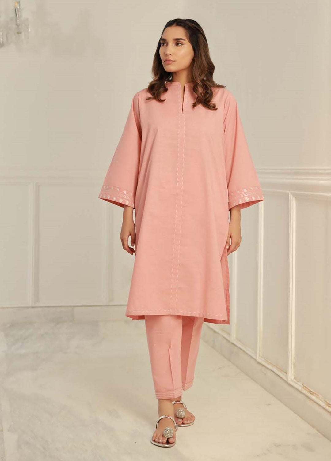 Sahar Pret Embroidered  2 Piece Suit AWHB23-2 Coral Luxe