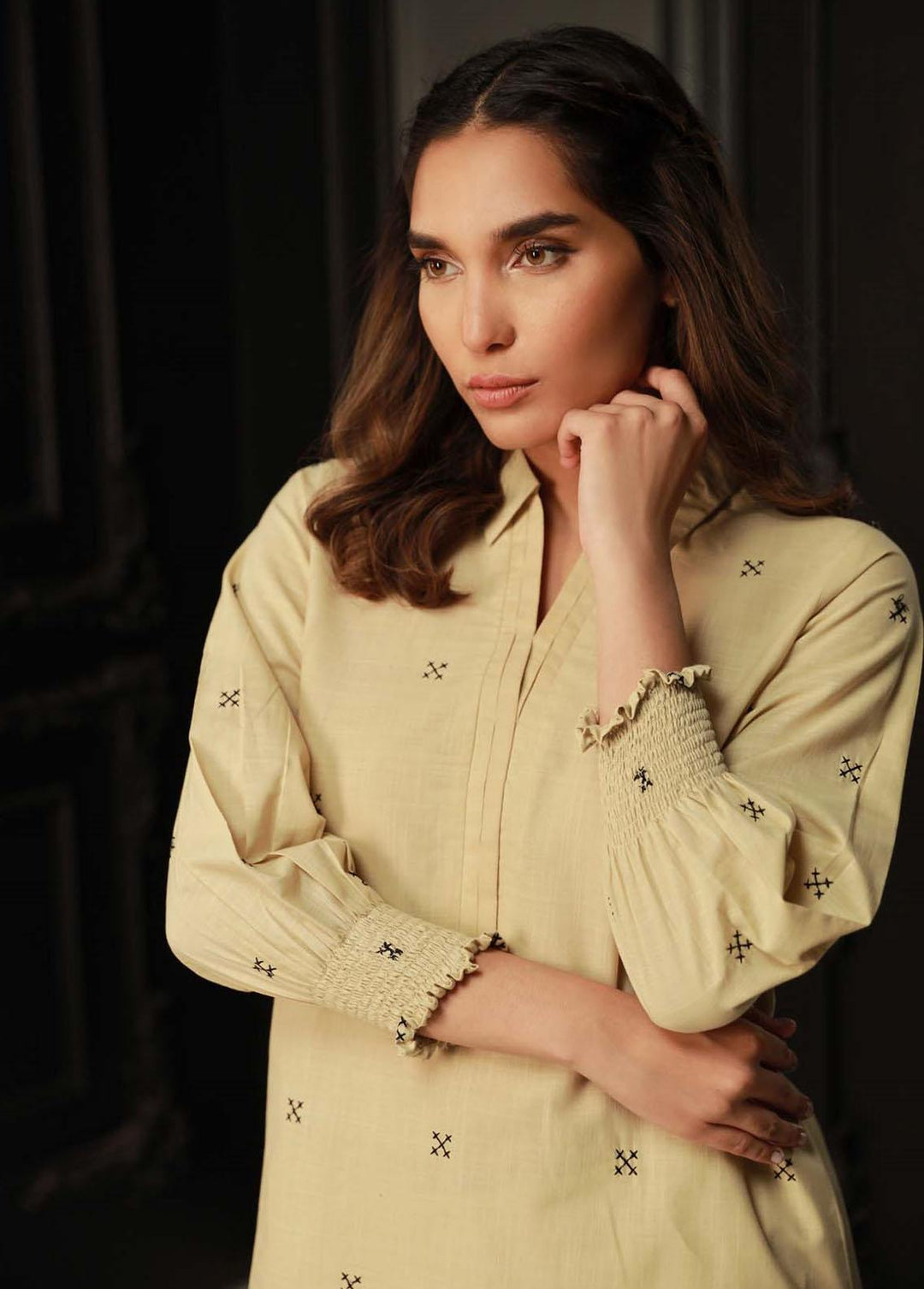 Sahar Pret Embroidered  2 Piece Suit AWHB23-4 Dune