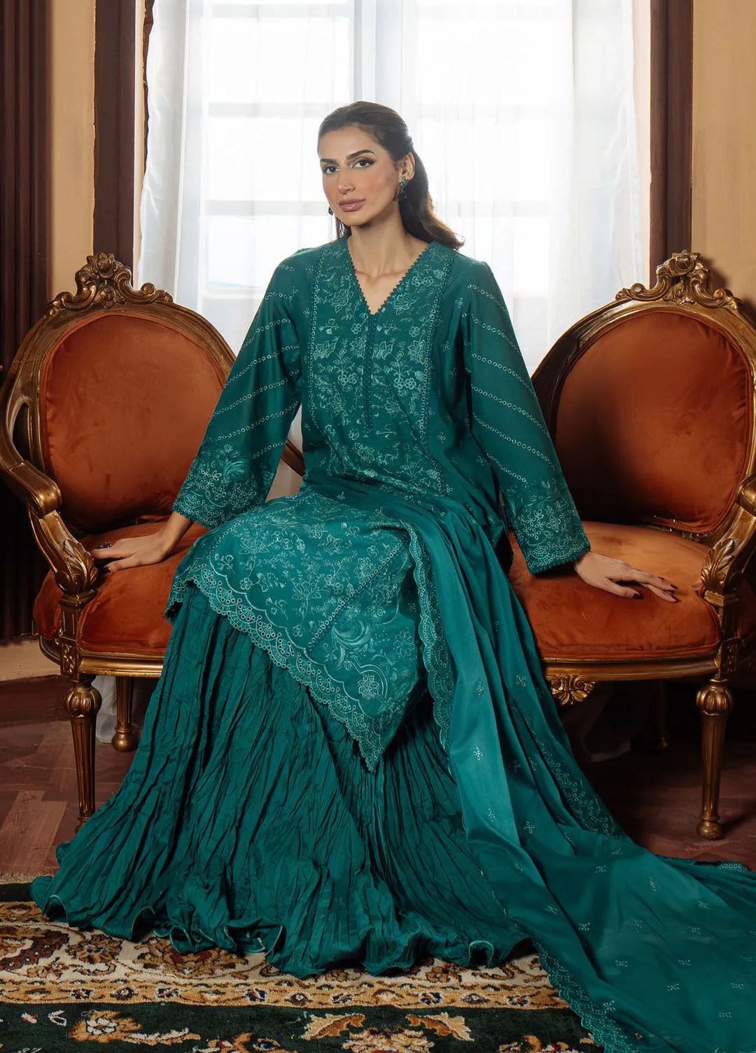 Sahar Embroidered Chikankari Suit Unstitched 3 Piece CK-25-V1-01 Regal Reverie - Festive Collection