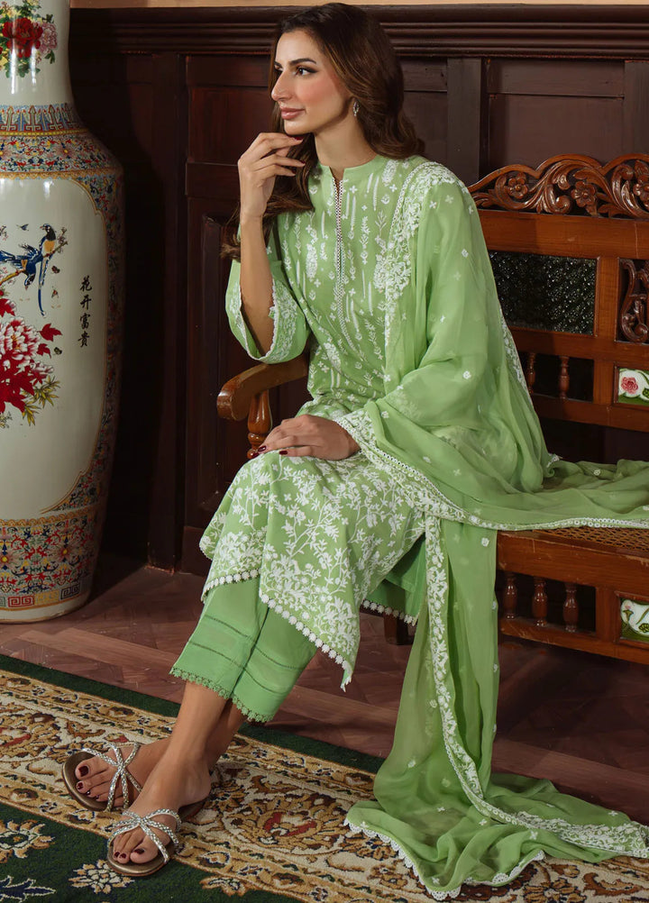 Sahar Embroidered Chikankari Suit Unstitched 3 Piece CK-25-V1-05 Celadon Dream - Festive Collection