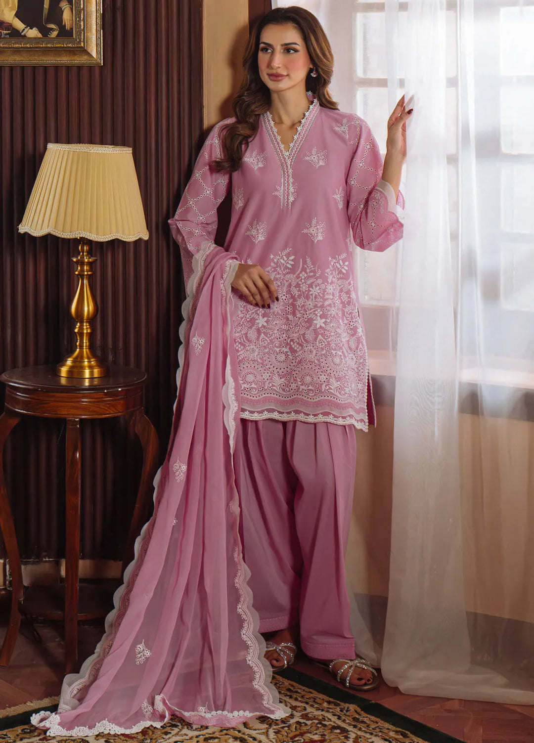 Sahar Embroidered Chikankari Suit Unstitched 3 Piece CK-25-V1-07 Mulberry Muse - Festive Collection