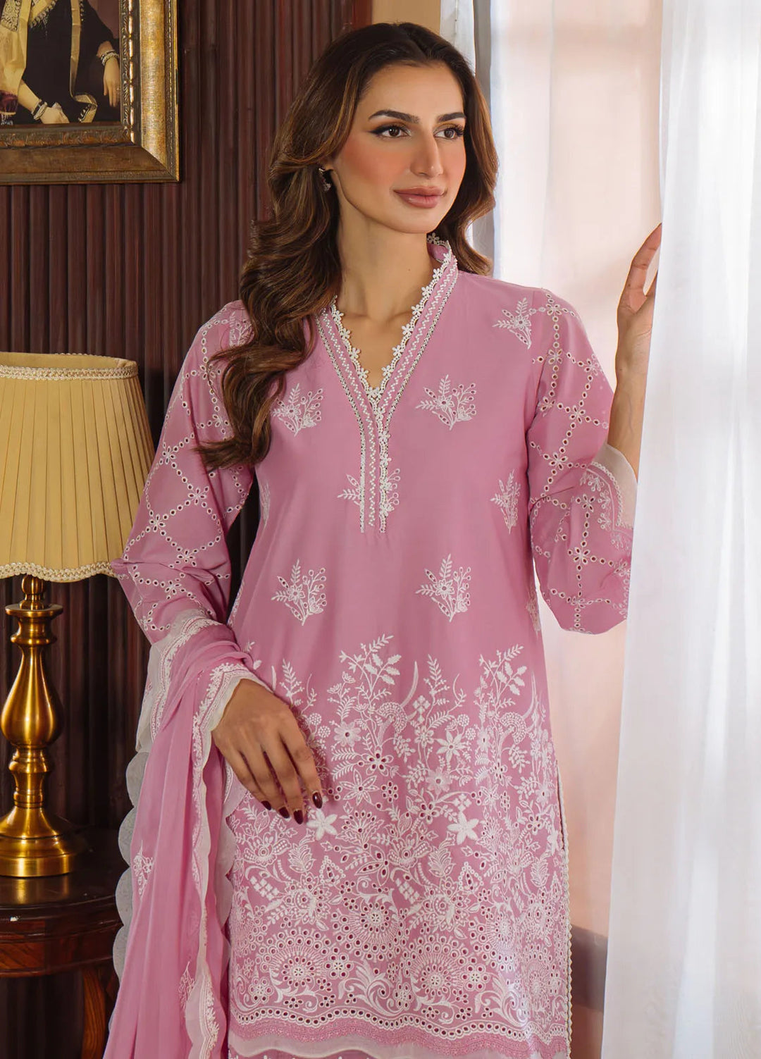 Sahar Embroidered Chikankari Suit Unstitched 3 Piece CK-25-V1-07 Mulberry Muse - Festive Collection