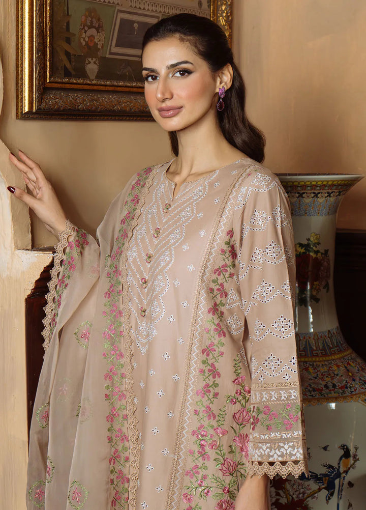 Sahar Embroidered Chikankari Suit Unstitched 3 Piece CK-25-V1-10 Bronzed Beige - Festive Collection
