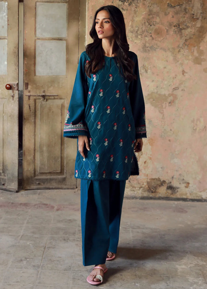 Sahar Embroidered Cross Hatch Suit Unstitched 3 Piece SHR24 CH-E-V1-24-05 Sapphire Tide - Winter Collection