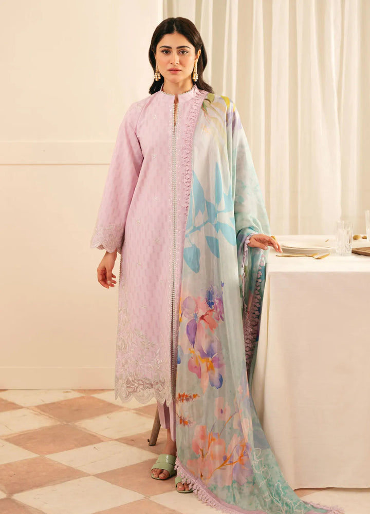 Sahar Embroidered Jacquard Suit Unstitched 3 Piece FL-V1-S25-02 Lilac Bloom - Festive Collection