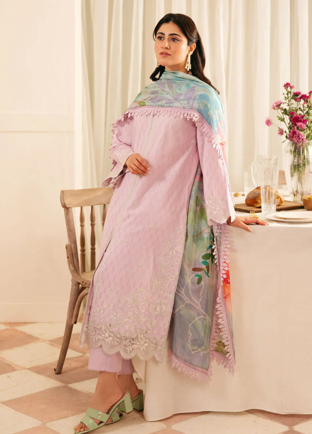 Sahar Embroidered Jacquard Suit Unstitched 3 Piece FL-V1-S25-02 Lilac Bloom - Festive Collection