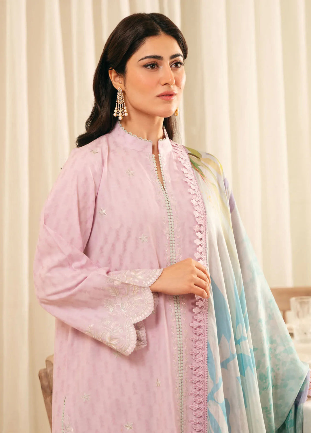 Sahar Embroidered Jacquard Suit Unstitched 3 Piece FL-V1-S25-02 Lilac Bloom - Festive Collection