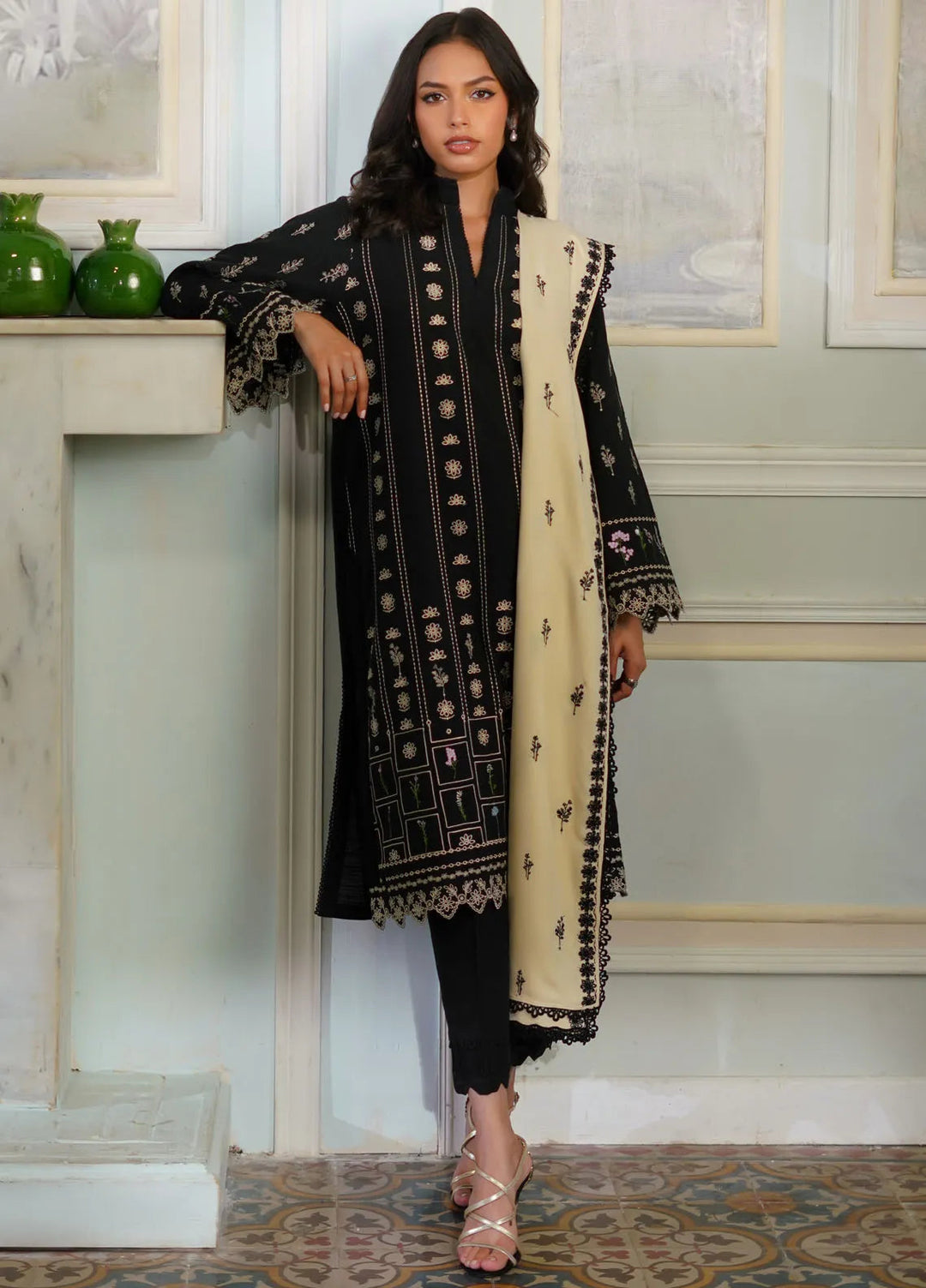 Sahar Embroidered Khaddar Suit Unstitched 3 Piece SHR24A EDK-24-V2-03 - Winter Collection
