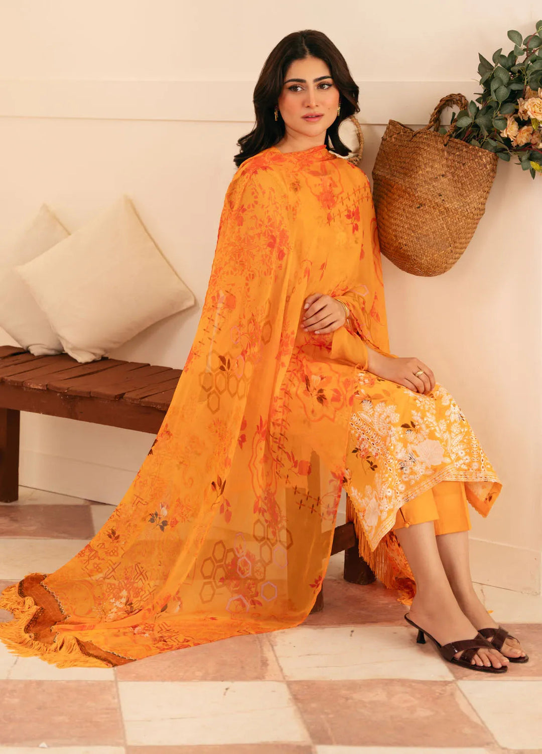 Sahar Embroidered Lawn Suit Unstitched 3 Piece EL-V1-S25-03 Marmalade Meadow - Festive Collection