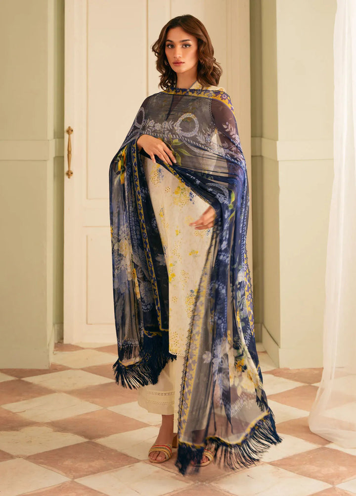 Sahar Embroidered Lawn Suit Unstitched 3 Piece EL-V1-S25-06 Mediterranean Muse - Festive Collection