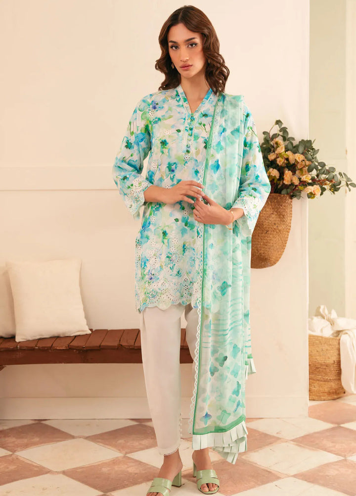 Sahar Embroidered Lawn Suit Unstitched 3 Piece EL-V1-S25-08 Bluebell Breeze - Festive Collection
