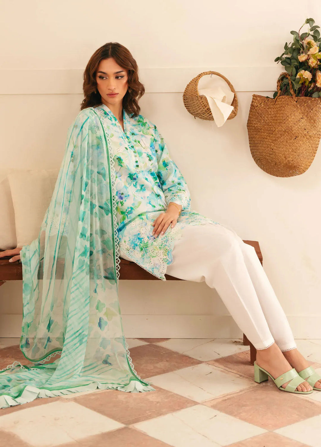 Sahar Embroidered Lawn Suit Unstitched 3 Piece EL-V1-S25-08 Bluebell Breeze - Festive Collection