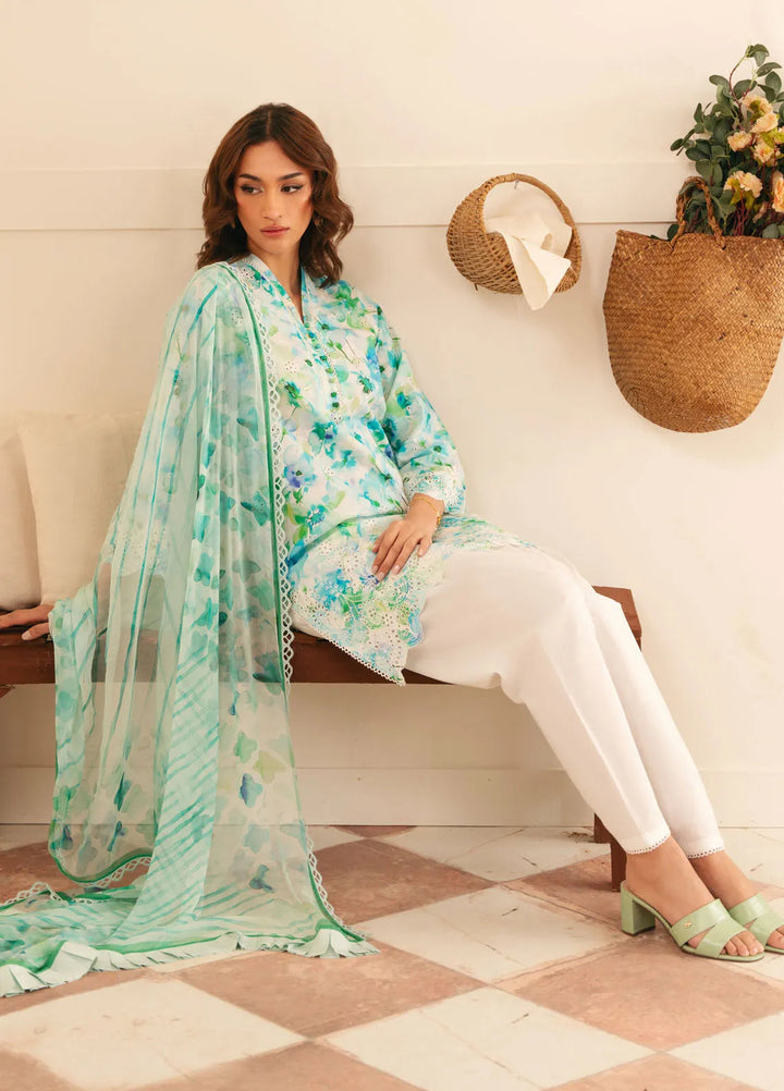 Sahar Embroidered Lawn Suit Unstitched 3 Piece EL-V1-S25-08 Bluebell Breeze - Festive Collection