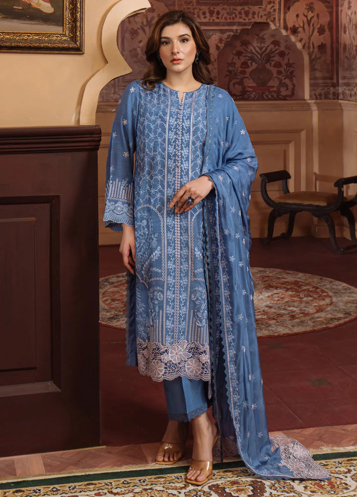 Sahar Embroidered Lawn Suit Unstitched 3 Piece S25-FE-V1-02 Lagoon Luxe - Festive Collection