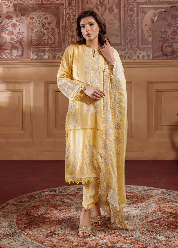 Sahar Embroidered Lawn Suit Unstitched 3 Piece S25-FE-V1-03 Pale Primrose - Festive Collection