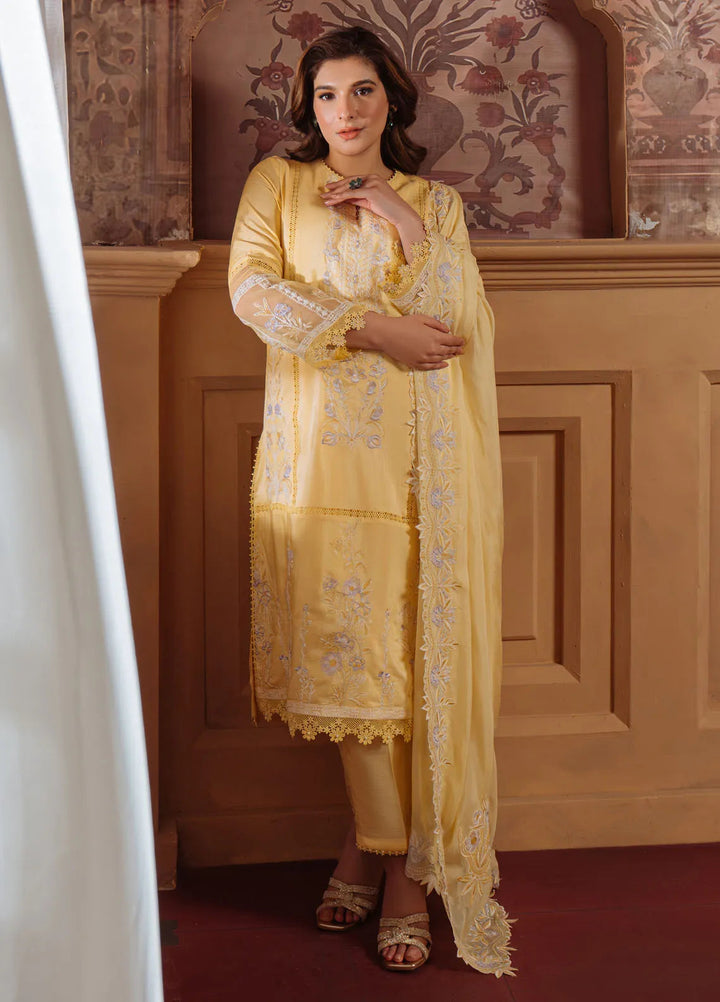 Sahar Embroidered Lawn Suit Unstitched 3 Piece S25-FE-V1-03 Pale Primrose - Festive Collection