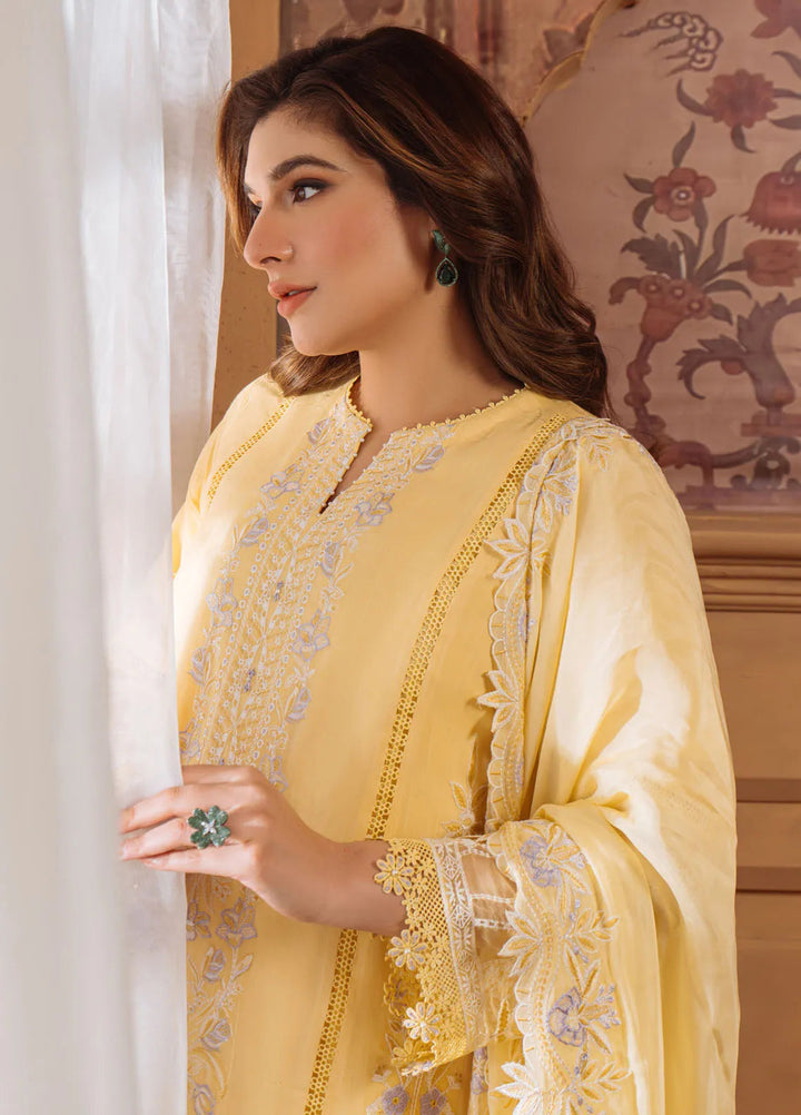 Sahar Embroidered Lawn Suit Unstitched 3 Piece S25-FE-V1-03 Pale Primrose - Festive Collection