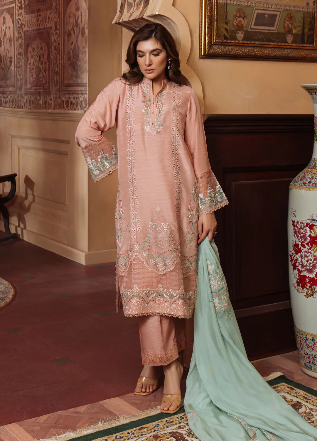 Sahar Embroidered Lawn Suit Unstitched 3 Piece S25-FE-V1-04 Majestic Muse - Festive Collection