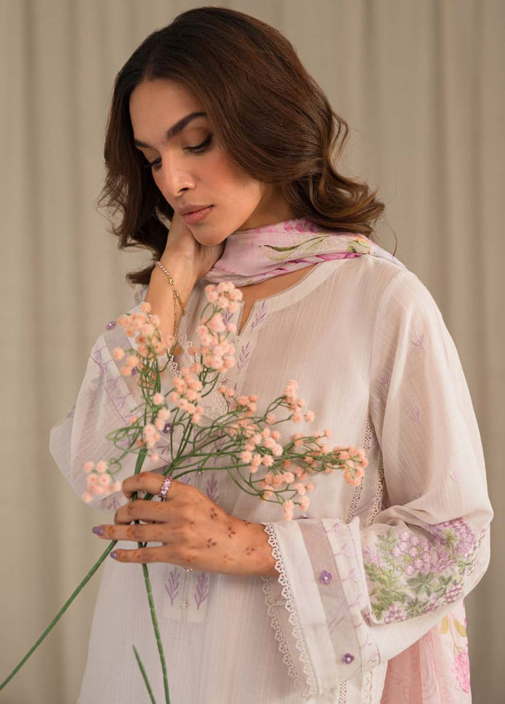 Sahar Embroidered Lawn Suit Unstitched 3 Piece SHR24LS S24-ES-L1-05 - Spring Summer Collection