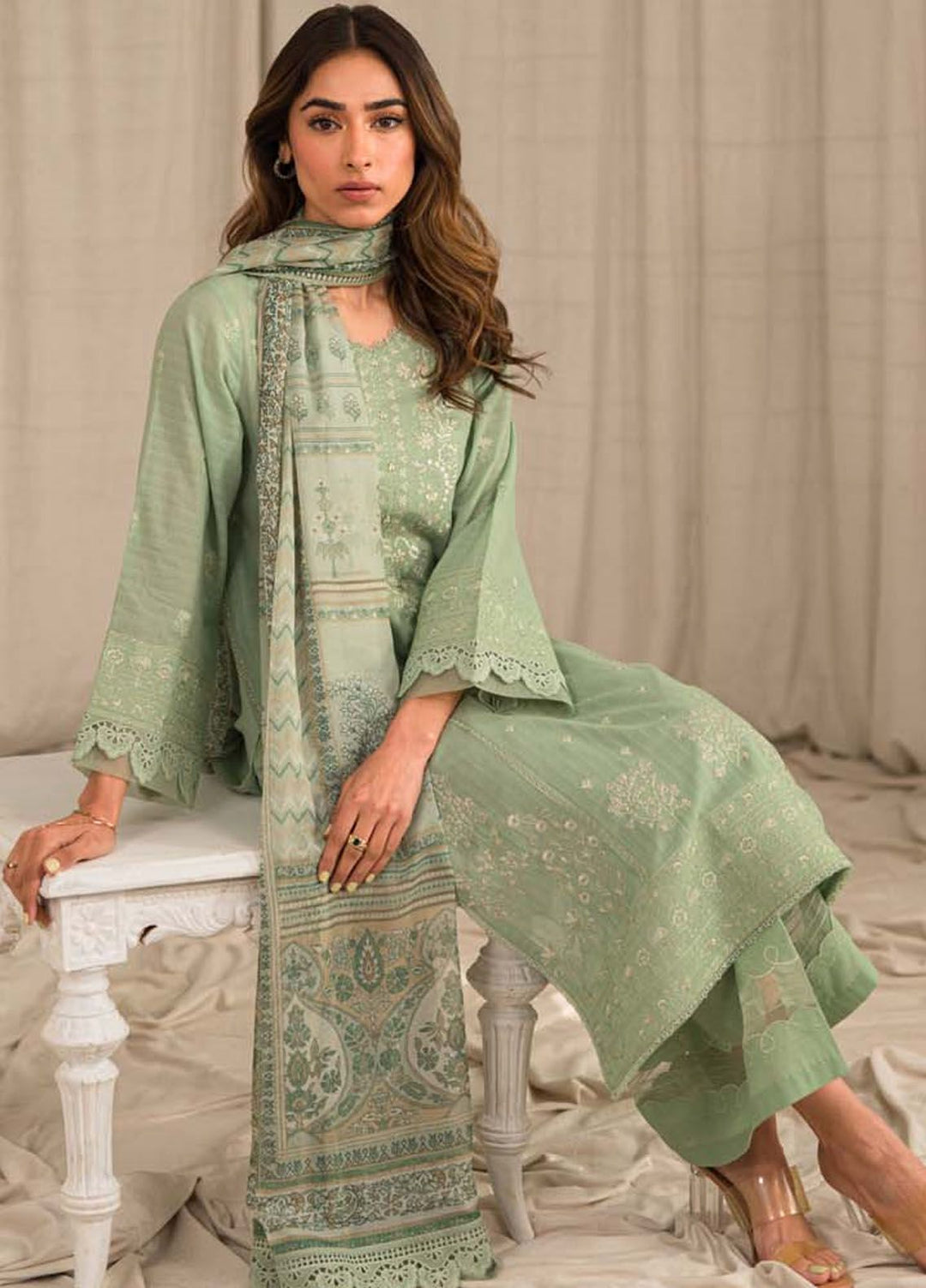 Sahar Embroidered Lawn Suit Unstitched 3 Piece SHR24LS S24-TL-L1-04 - Spring Summer Collection