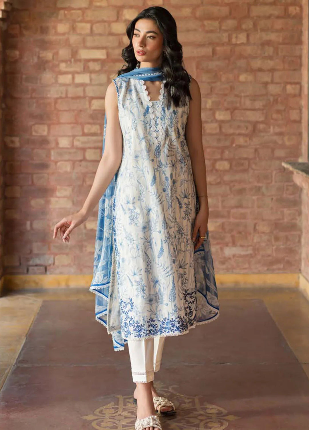 Sahar Embroidered Lawn Suit Unstitched 3 Piece SHR24S S24-EL-V2-01 - Summer Collection
