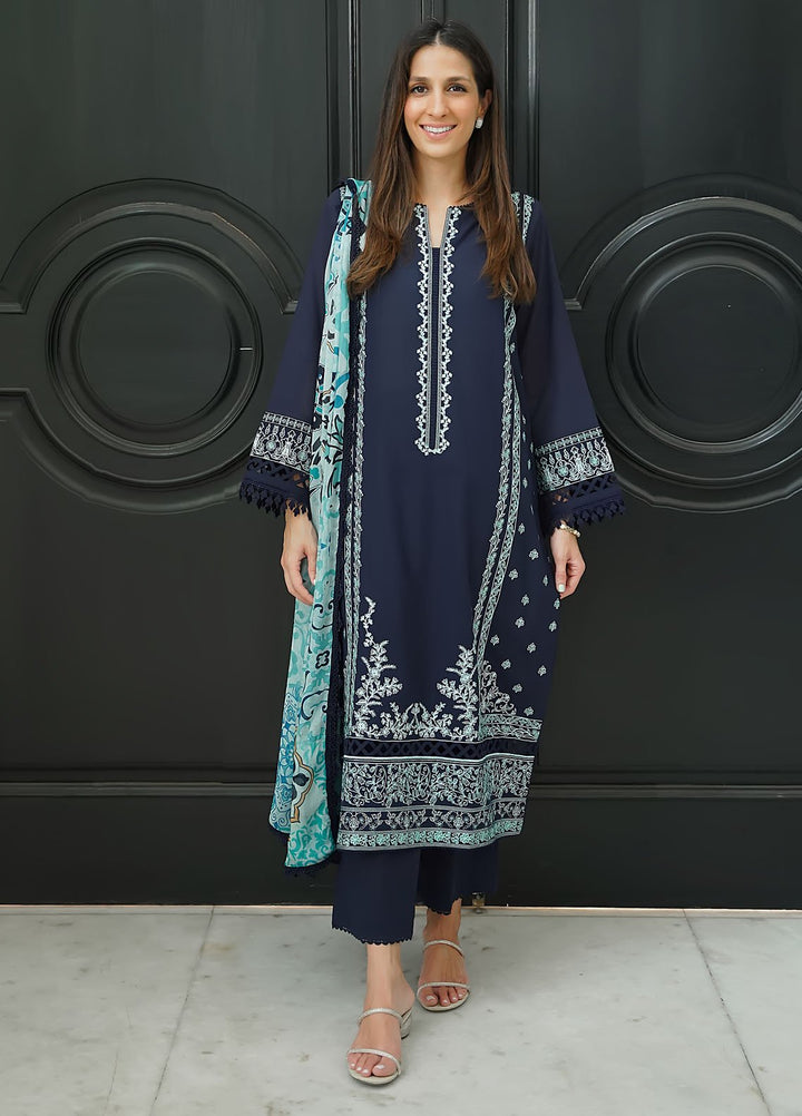 Sahar Embroidered Lawn Suits Unstitched 3 Piece El-V2-S25-01 - Summer Collection