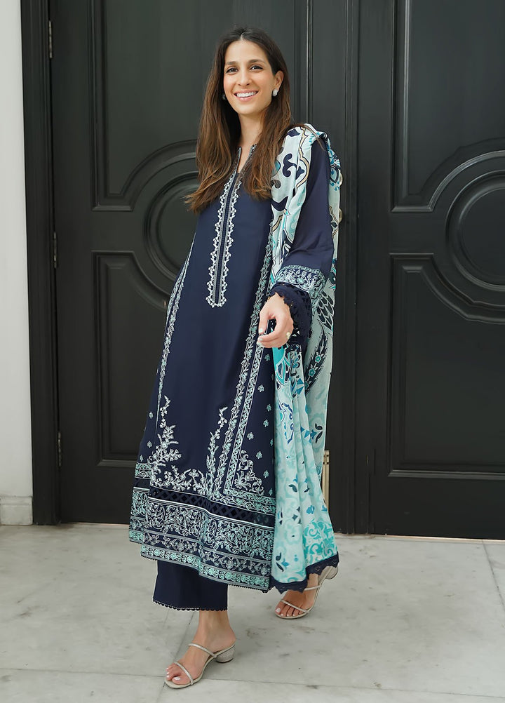 Sahar Embroidered Lawn Suits Unstitched 3 Piece El-V2-S25-01 - Summer Collection