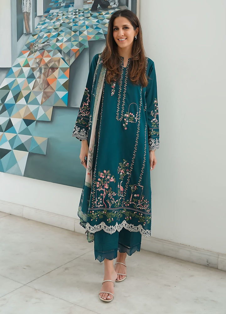 Sahar Embroidered Lawn Suits Unstitched 3 Piece El-V2-S25-02 - Summer Collection