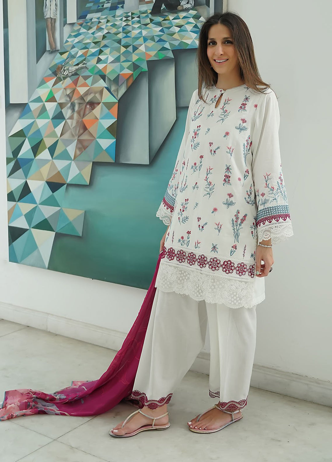 Sahar Embroidered Lawn Suits Unstitched 3 Piece El-V2-S25-05 - Summer Collection