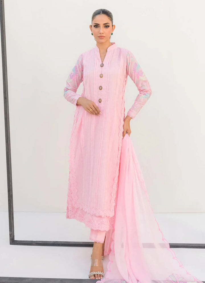Sahar Kashif Pret Embroidered Cora Cotton 3 Piece Suit Blush Elegance