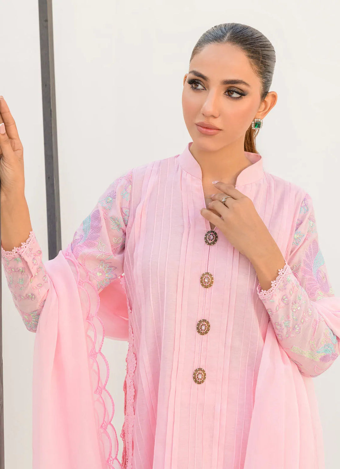 Sahar Kashif Pret Embroidered Cora Cotton 3 Piece Suit Blush Elegance