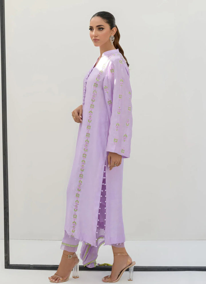 Sahar Kashif Pret Embroidered Sheesha Silk Pure 3 Piece Suit Lavender Lux