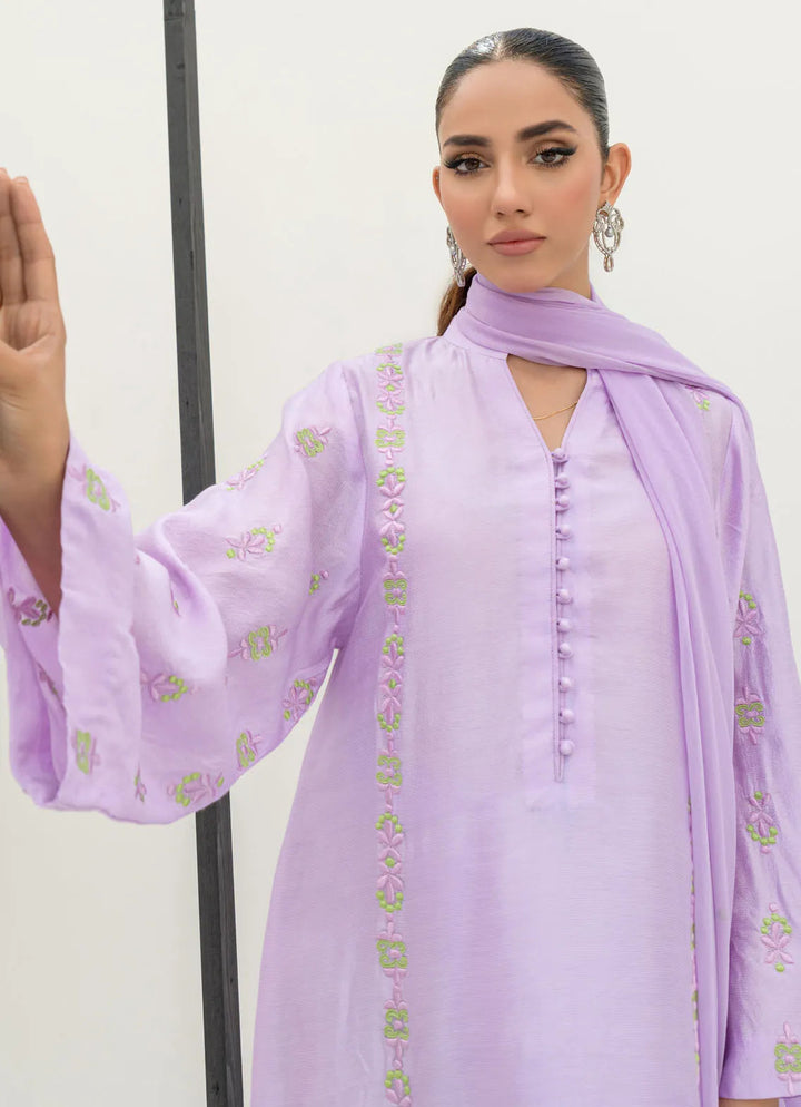 Sahar Kashif Pret Embroidered Sheesha Silk Pure 3 Piece Suit Lavender Lux