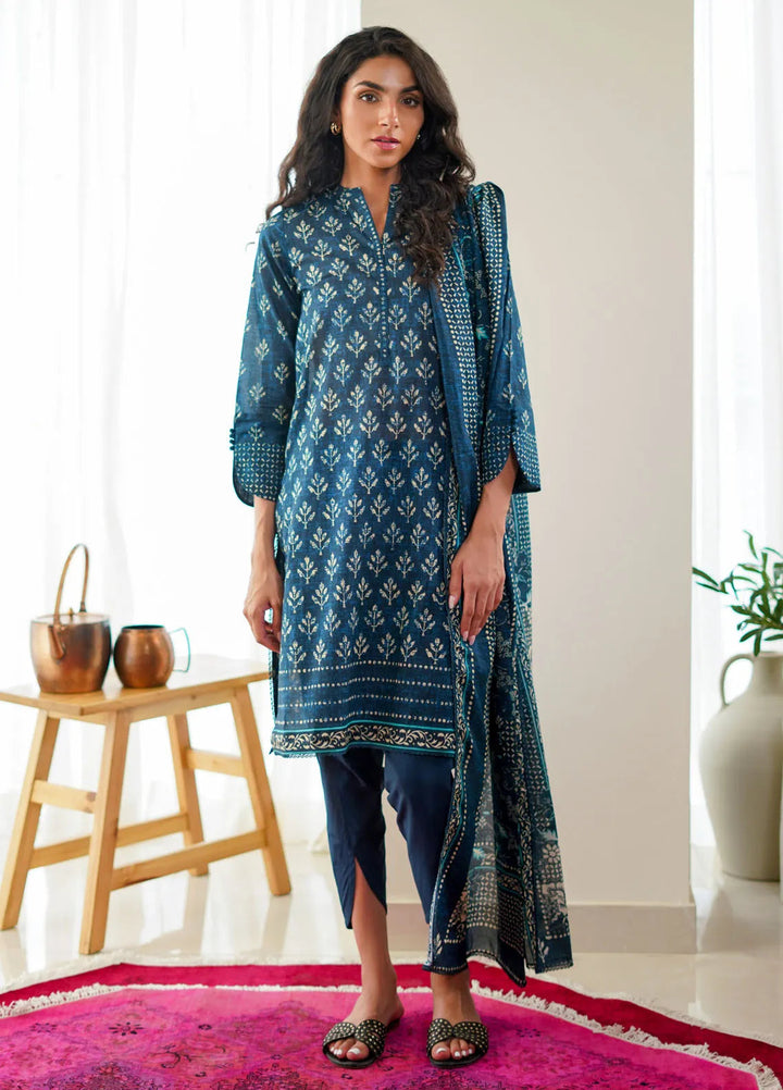 Sahar Monochrome Printed Lawn Suit Unstitched 3 Piece SHR24M S24-MC-V2-01 - Summer Collection