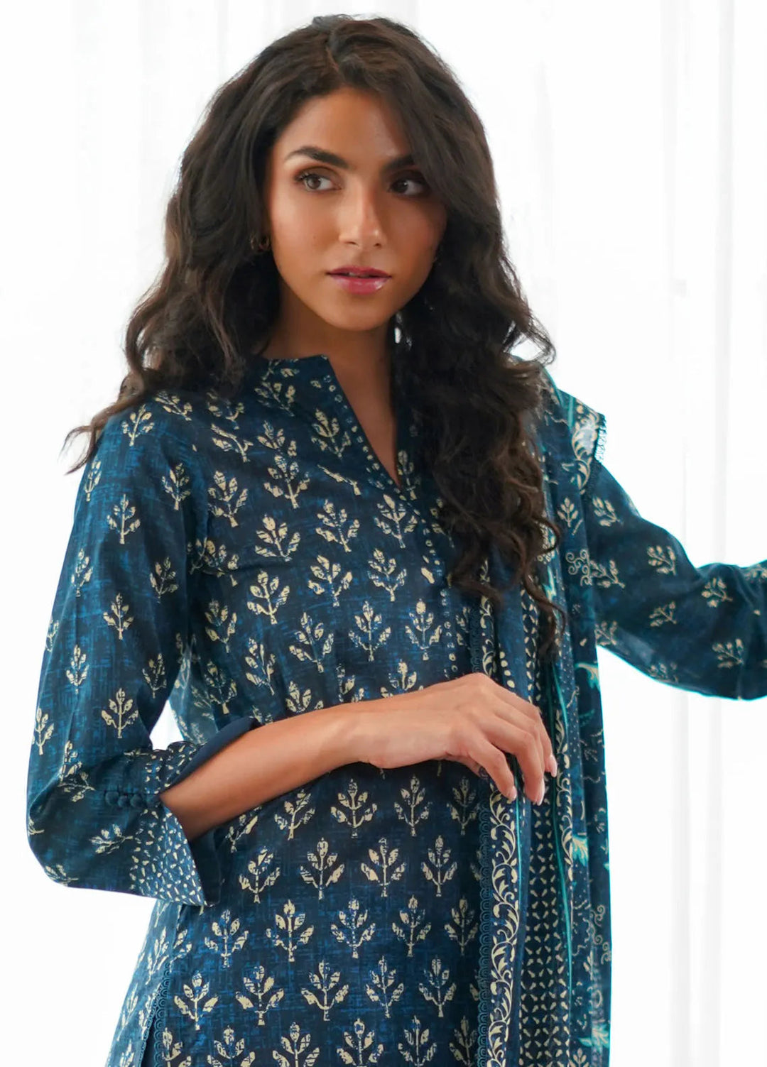 Sahar Monochrome Printed Lawn Suit Unstitched 3 Piece SHR24M S24-MC-V2-01 - Summer Collection