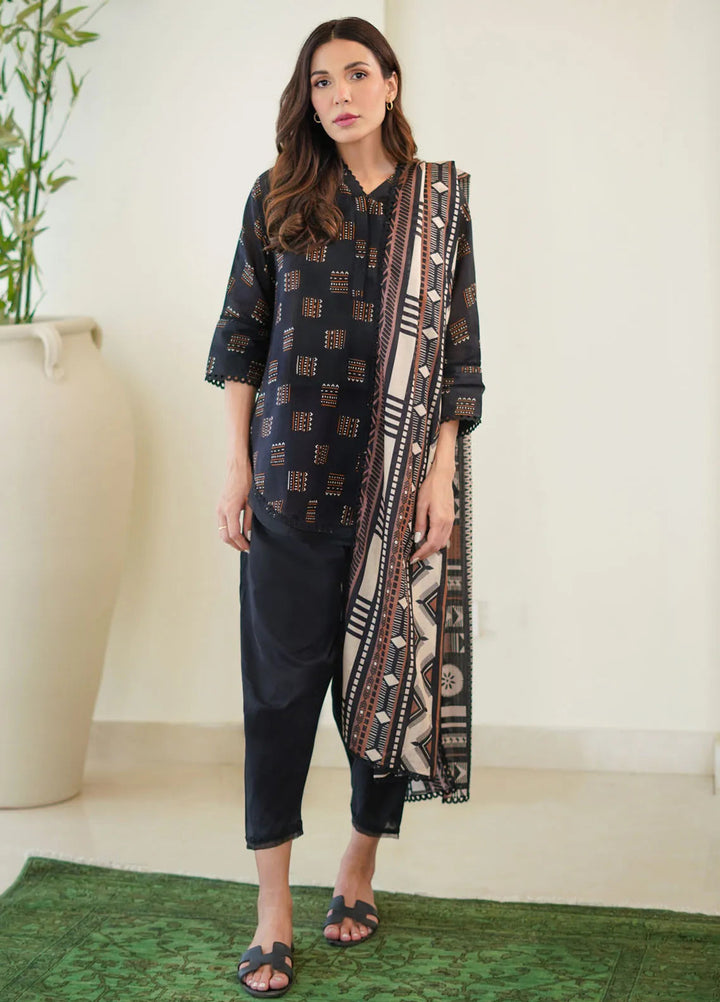 Sahar Monochrome Printed Lawn Suit Unstitched 3 Piece SHR24M S24-MC-V2-02 - Summer Collection