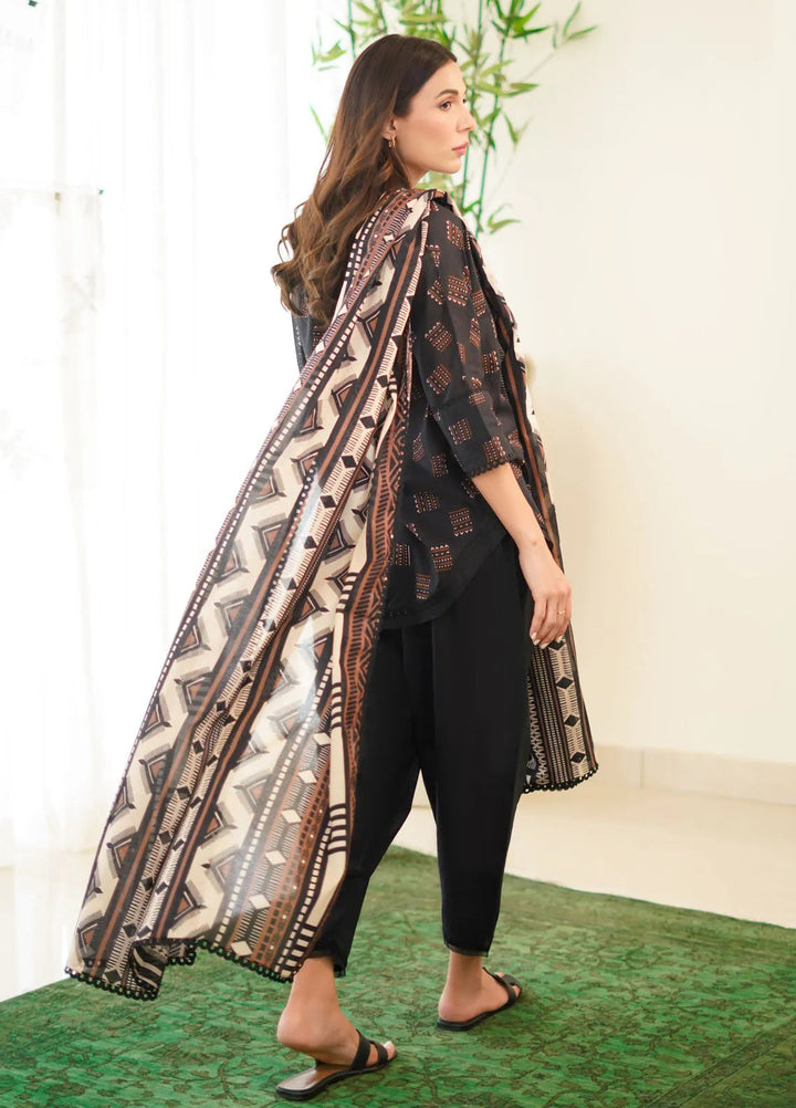 Sahar Monochrome Printed Lawn Suit Unstitched 3 Piece SHR24M S24-MC-V2-02 - Summer Collection