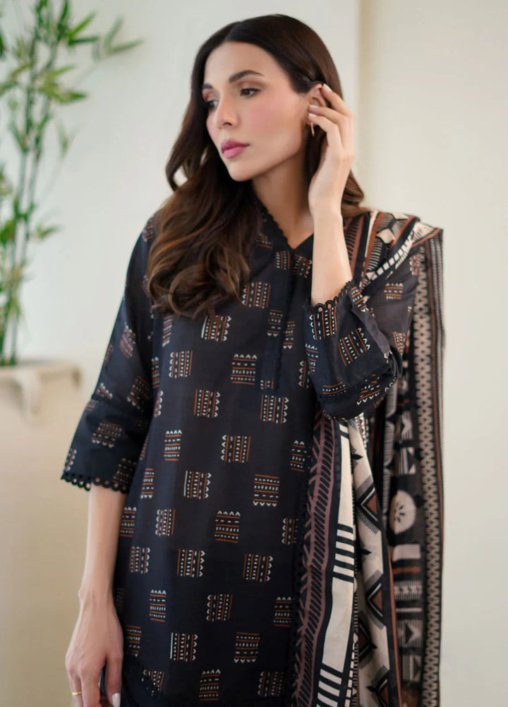 Sahar Monochrome Printed Lawn Suit Unstitched 3 Piece SHR24M S24-MC-V2-02 - Summer Collection
