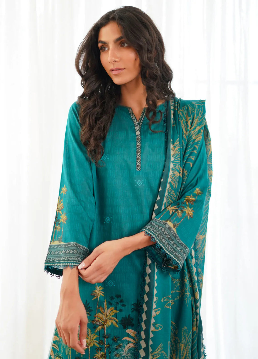 Sahar Monochrome Printed Lawn Suit Unstitched 3 Piece SHR24M S24-MC-V2-03 - Summer Collection