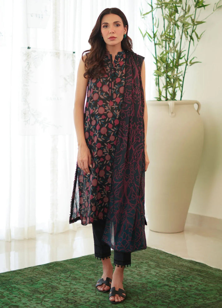 Sahar Monochrome Printed Lawn Suit Unstitched 3 Piece SHR24M S24-MC-V2-05 - Summer Collection