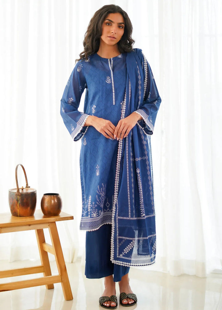 Sahar Monochrome Printed Lawn Suit Unstitched 3 Piece SHR24M S24-MC-V2-07 - Summer Collection