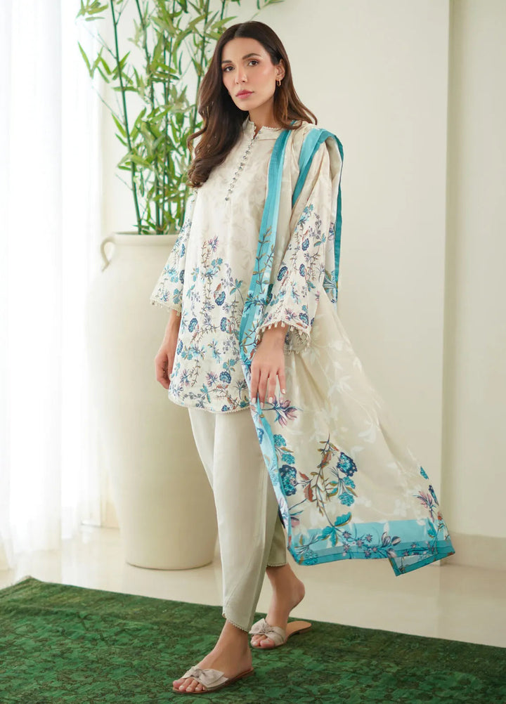 Sahar Monochrome Printed Lawn Suit Unstitched 3 Piece SHR24M S24-MC-V2-08 - Summer Collection