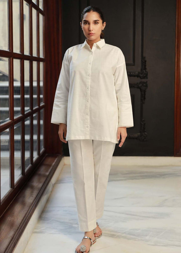 Sahar Pret Semi Formal Cotton 2 Piece Suit SAWCS-V2-01 White Dove