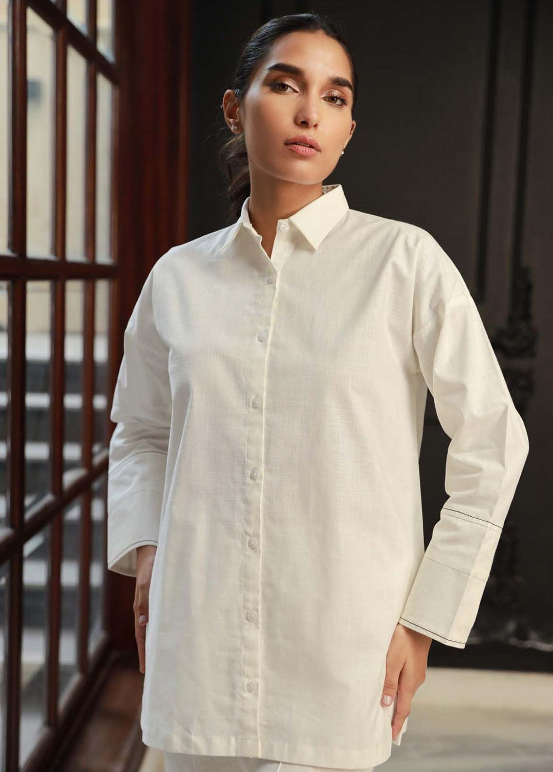 Sahar Pret Semi Formal Cotton 2 Piece Suit SAWCS-V2-01 White Dove