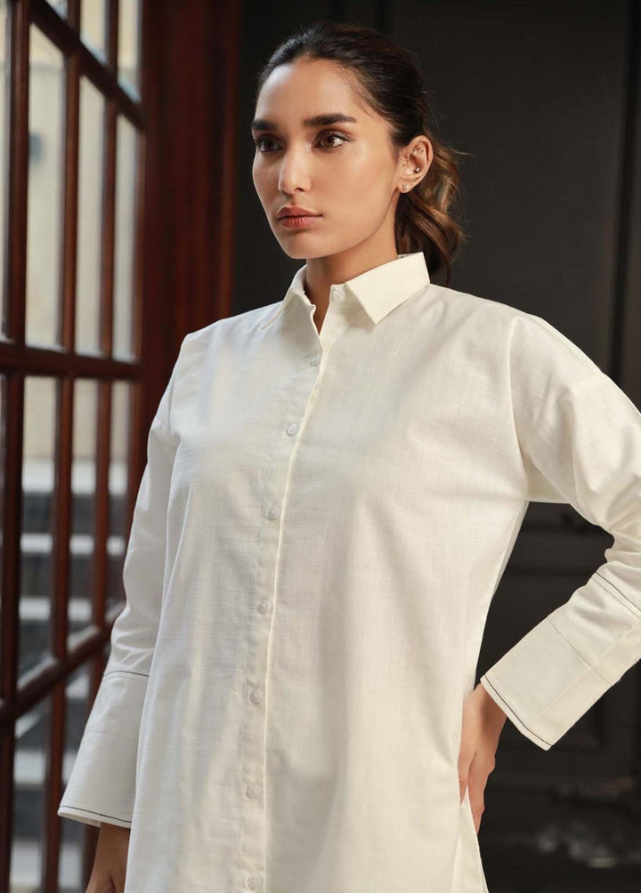 Sahar Pret Semi Formal Cotton 2 Piece Suit SAWCS-V2-01 White Dove