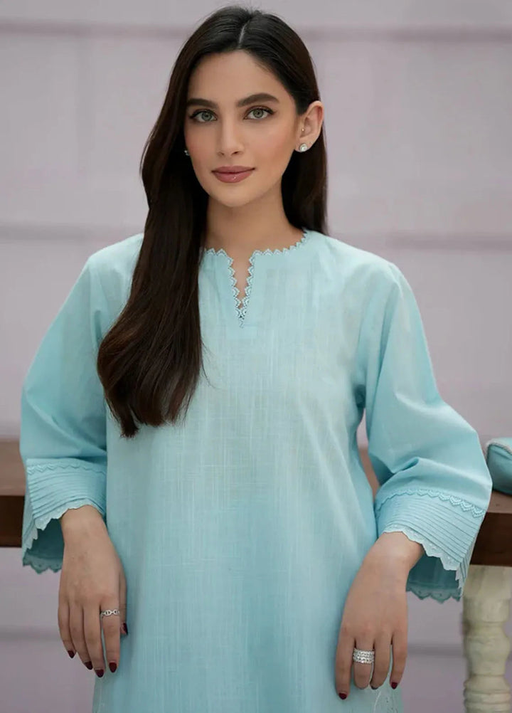 Sahar Pret Embroidered Cross Slub 2 Piece Suit AWCH-24-RK-V1-01 Sky Garden