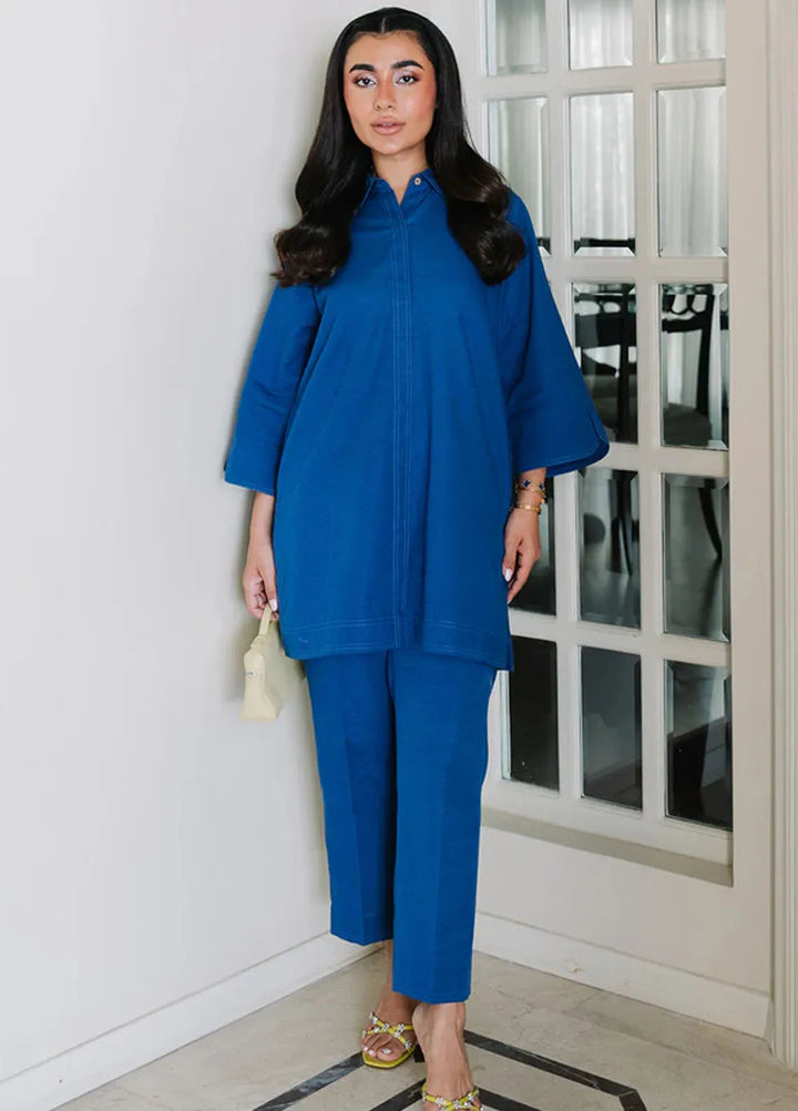 Sahar Pret Embroidered Slub Khaddar 2 Piece Suit AWEK-RK-V2-02 Blue Iris