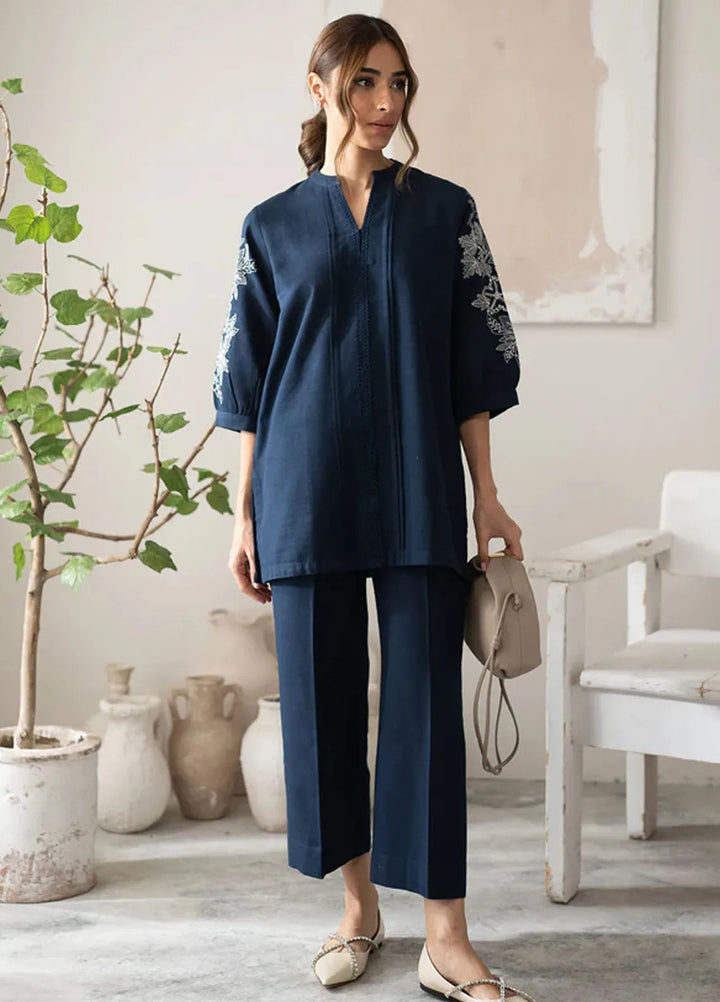 Sahar Pret Embroidered Slub Khaddar 2 Piece Suit AWEK-RR-V1-02 Blue Dahlia